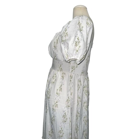 Shein Floral Cottagecore Midi Dress Sz Large Womens Puff Sleeves & Sweetheart Ne - Picture 12 of 13